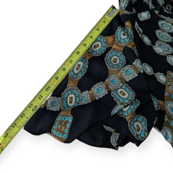 LRL Women's Black Southwest Belt Print Tunic Top pleated - Picture 8 of 9